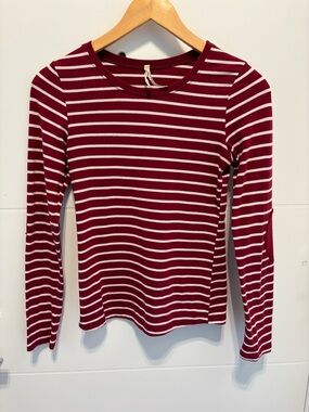 Bozzolo Burgundy and White Striped Long-Sleeve Shirt